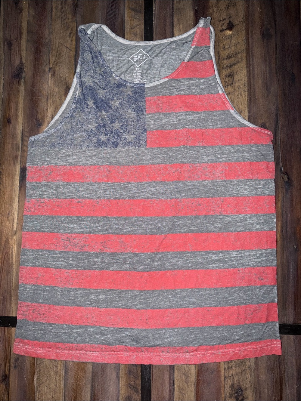 Well Worn Men’s Flag Stripe Tank Top - Red & Gray